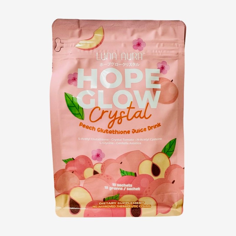 Luna Aura Hope Glow Crystal Peach Glutathione Juice Drink, 10