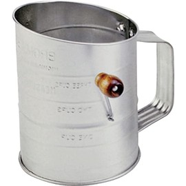 Rocky Mountain Goods Flour Sifter for Baking - Classic Grandma Style 3 Cup Stainless Steel Sifter with Fine Mesh for Fine Powder - No Wasted Flour - Easy Use Handle and Hand Crank Design