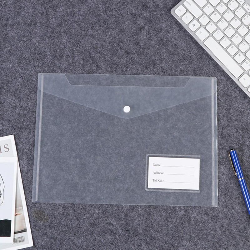 Pack of 10 A4 Document Wallets, Transparent Document Folder A4