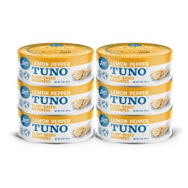 Vegan Tuna Plant Based Alternative - Loma Linda Tuno Lemon Pepper Meatless Fish Substitute, High Protein Seafood Alternative, Vegetarian Tuna Replacement, Non-GMO, Ready to Eat, 5 oz Cans (6 Pack)