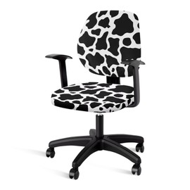 Talayituse Cow Pattern Office Computer Chair Seat Covers, Soft Stretch Washable Universal Rotating Desk Chair Seat Cushion Protectors