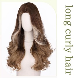 Long Wave Brown Wig Fancy Dress Synthetic Wig for Women Perfect for Daily and Special Occasion Use Elegant Realistic Wig Suitable for Party (Ombre Light Brown)
