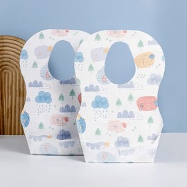 Disposable Baby Bibs- 40 Pack- Convenient Travel Friendly- Cute Designs for Kids (Counting Sheep)