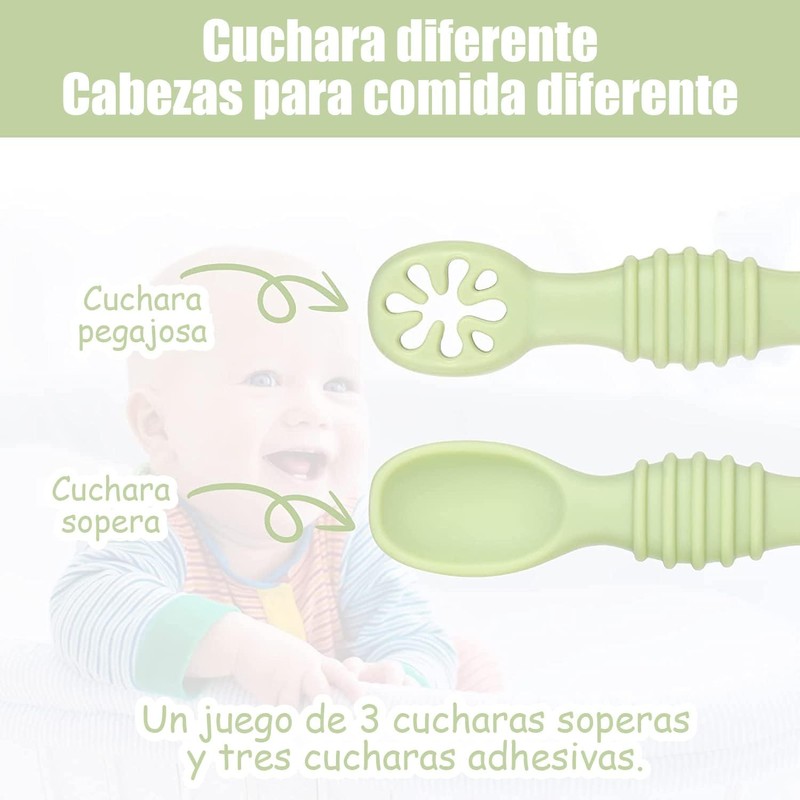 Juego de 6 Cucharas Masticables de Silicona Pequeños, Cucharas para