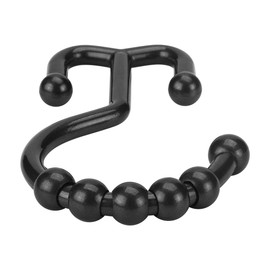 Amazer Plastic Shower Curtain Hooks, Black Shower Curtain Hooks Rings, 12PCS Shower Hooks for Shower Curtain, Double Shower Curtain Hooks, Bathroom