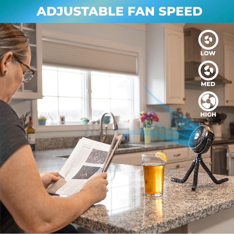 Comfort Zone Portable Stroller Fan, 3 Speed Rechargeable Battery Clip