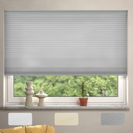 MYshade Cellular Shades, Cordless Light Filtering Windows Blinds for Bedroom, Bathroom, French Door, Camper, Living Room Pull Down Sheer Fabric Accordion Color-Matched Window Shades 36"W X 72"H Grey