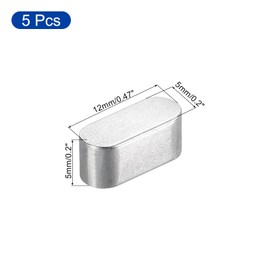 sourcing map 5Pcs Round Ended Feather Key, 5x5x12mm Stainless Steel Professional Parallel Drive Shaft Key Stock for Fasteners Mechanical Industry