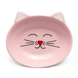Park Life Designs Oscar Cat Dish Feeding Bowl, 4-Ounce, Ceramic, Pink
