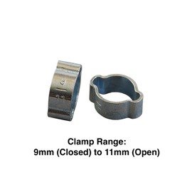 Primefit OHC Zinc-Plated Steel Double Ear Hose Clamps - Various Sizes (Pack of 100) (9mm-11mm)