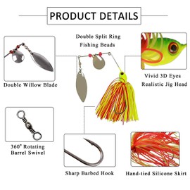 Fishing Spinner Baits Kit - Hard Spinner Lures Multicolor Buzzbait Swimbaits Pike Bass Jig 0.64oz (6pcs Spinner Baits)