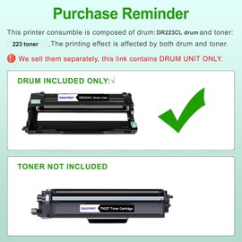 SINOPRINT Compatible DR223CL Black Drum Unit Replacement for Brother to use with Brother MFC-l3770CDW MFC-l3750CDW MFC-l3710CW HL-l3290CDW HL-l3270CDW HL-l3210CDW HL-L3230CDW Printers(1 Pack Black)