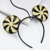 Batsysm Black&Golden Mouse Ear Headband, Pinwheel Sequins Hairband Party Headwear