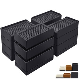 ANNKUT Furniture Risers 4 inch, Heavy Duty Furniture Elevator in Heights of 1.5, 3 or 4 Inch，Rectangle Raising Blocks for Bed, Couch, Desk, Sofa, Tables,Support Up to 1,300 Lbs (4 Pack-Black)