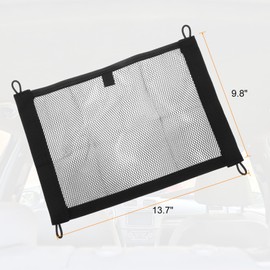 HARFINGTON 2-Layer Small Cargo Net 13.7" x 9.8" Stretchable Storage Mesh Pocket Net Automotive Cargo Nets Storage Pouch Organizer with 4pcs Screws and 4pcs Hooks for Trunk RV Boat