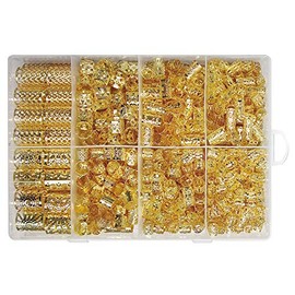 682 Pcs Hair Braid Cuffs Dreadlocks Beads Jewelry Set Filigree Tube Decoration DIY Value Pack with Storage Box Organizer Container (Gold)