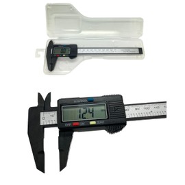jj-shop24 Digital Caliper, Calliper Gauge, 0-150 mm, Digital LCD Display, Carbon Fibre Plastic, Caliper Gauge for Outdoors, Depth and Step Measurement