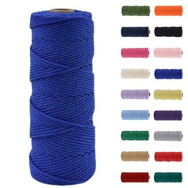 MORAINJAY 2mm Macrame Cord,100m Natural Cotton Macrame Rope,Sapphire Blue Macrame Cotton Cord Twine Rope Craft String Without Chemicals for DIY Crafts,Macrame Art,Gift Wrapping,Christmas Wedding Decor
