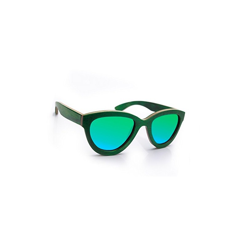 Damen hölzerne Sonnenbrille Handmade Holz Retro Vintage Mirrored Polarisiert Objektive