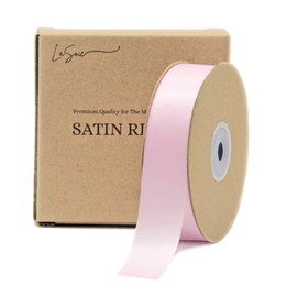 LASOIE Satin Ribbon for Flower Bouquet Gift Wrapping for Crafts Bows for Girls Hair Presents Bookmarks Birthday Party Decorations Wedding Invitations Decorative for Craft Pastel Pink 25mm 1 Inches