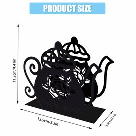 SUPERDANT Teapot Napkin Holder for Tables Tea Container Black Iron Napkin Holder Afternoon Tea Napkin Holders Stylish Napkin Stand Practical Decoration for Kitchen Countertop Restaurant Picnic