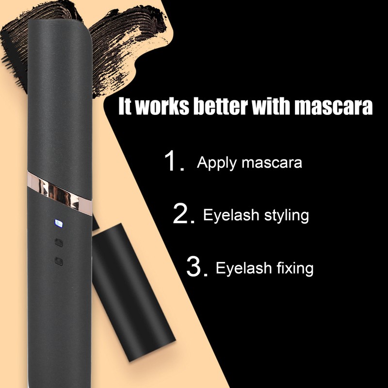 Black Electric Eyelash Curler LongLasting Heated Curler USB Charge Eyelash