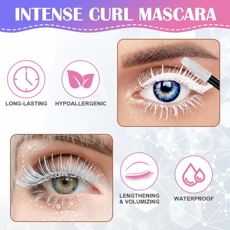 5D Silk Fiber Eyelash Mascara, White Volume Mascara with Soft