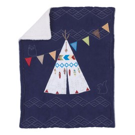 NoJo Teepee Crib Bedding, 4 Piece Set, Navy, Red, Ivory