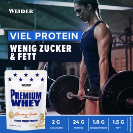Weider Premium Whey Protein Powder, Low Carb Protein Shakes with Whey Protein Isolate, Strawberry Vanilla, (1x 500g)