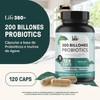 Life 360+ 200 Billion Probiotics – 120 Capsules with Prebiotics,