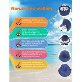 weVSwe Baby Swimwear UPF 50+ Protection Boy Swimsuits Crotch Zip Long Sleeve with Summer Sun Hat 0-3 Years, Navy stripes