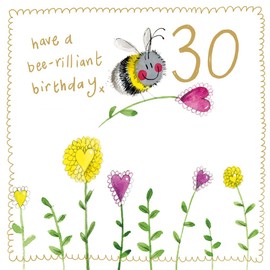 Alex Clark Bee Birthday Card - 30th Birthday, 30 year old - Bees - Floral - Nature - Plants - Greeting Card - Cards To Celebrate - Designed and Printed in the UK…