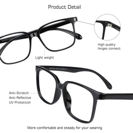 VisionGlobal 2 pack Nearsighted Short-Sighted Lightweight Glasses (These are not reading glasses)(Black+Clear,-4.00)