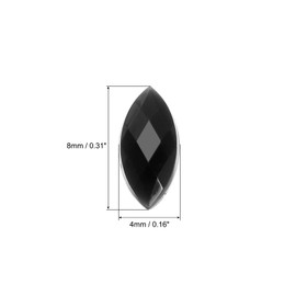 MECCANIXITY 200PCS Piedras Acrílicas Ojo De Caballo 4x8mm Con Respaldo Plano Piedras Artificiales Para Manualidades DIY Bodas Fiestas Maquillaje Joyería Negro Mate