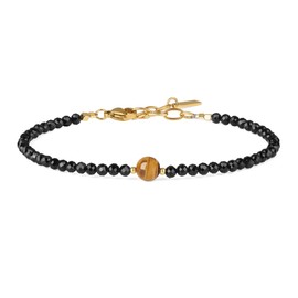 COAI Black Tourmaline Bracelet with Gemstone Beads for Women, Stone, Tiger's Eye
