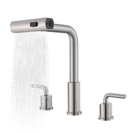 Kitchen Sink Faucet for 3 4 Hole with Sprayer - 8 inch Two Handle Vintage Kitchen faucets Set with Pull Down Spray - Stainless Steel Brushed Nickel 3 Piece Widespread Modern Kitchen Faucet.