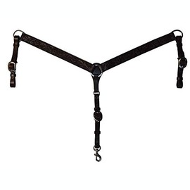 Circle Y 1 1/2" Wide Straight Classic Floral Breast Collar for Horse, Walnut