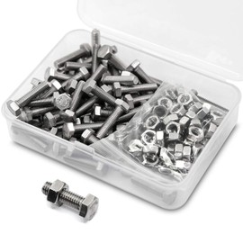 M5-0.8 x 10mm 80PCS Hex Head Screws Bolts and Nuts Set 304 Stainless Steel