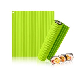 Silicone Sushi Mat-Effortless Sushi Roller Kit for Easy Rolling, Non-Slip, Quick Clean-Up, Family Kitchen & Dining Fun, Essential Sushi Rolling Mat Set, 8.6 x 7.8 Inch