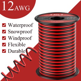 100FT 12 Gauge Wire, 2 Conductor Red & Black Electrical Cable, 12 AWG Ultra Flexible Low Voltage Automotive Wire for 12V LED Lighting, Car, Speaker, Marine, Lamp, Landscape