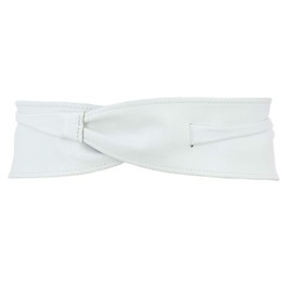 FASHIONGEN - Woman Italian leather Obi belt, CASSIANE - White, L-XL