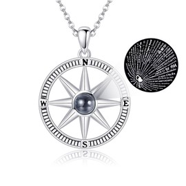 ONEFINITY Compass Necklace 925 Sterling Silver You Are My Compass Pendant Compass Jewelry Graduations for Her Women