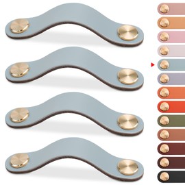 LEREATI Pack of 4 Leather Handles for Furniture, Cabinet Handles, Blue Furniture Handles, Drawer Handles, Modern Furniture Knobs, Cabinet Handles for Kitchen Cabinets, Cupboards, Door, Home Decor (128