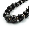 Animal Print Wooden Bead Necklace (Black & Metallic Silver) -