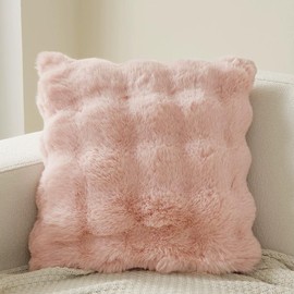 Rabbit Fur Body Pillow Cover, Microfiber Cushion Cover, 17.7 x 17.7 inches (45 x 45 cm), Zippered Pillow Case, Stylish, Cute, Autumn and Winter, Thick, Fluffy, Easy to Put on and Take off,