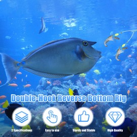 Fishing Hook Carp Fishing Hair Rigs Pack of 5, Double Hook Reverse Bottom Rig, Double Hook Rig for Inverted Floor, Carp Fishing Accessories, Fishing Lead, Split Hook Fishing Hook Set (Fishing Hook No