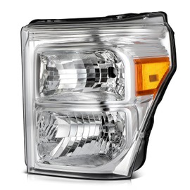 ANPART Headlight Assembly Driver and Passenger Side 2011-2016 for Ford for F250 for F350 for F450 for F550 Super Duty Chrome Housing with Amber Reflector A Pair of Headlamp