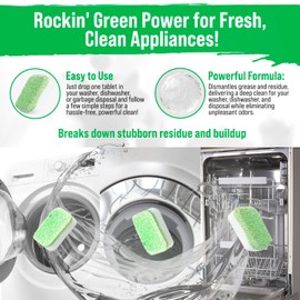 Rockin' Green Rockin' Green Washing Machine Cleaning Tablets, Dish Washer Cleaner Tablets, and Garbage Disposal Cleaner Tablets (24 Pack) - Deep Cleaner and Deodorizer - Removes Odor and Residue (4 Month Supply)
