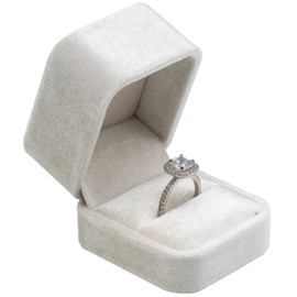 Giftop Velvet Single Ring Box Case Holder for Engagement Proposal Birthday Wedding,Jewelry Ring Box Jewelry Packaging Box (Beige)