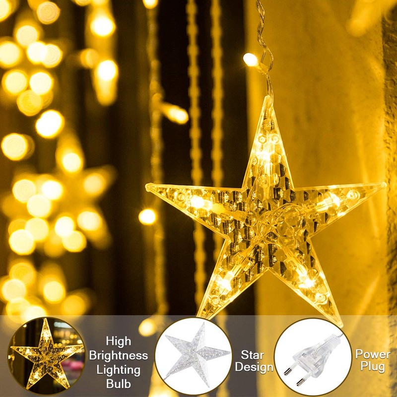 BLOOMWIN Light curtain star light chain curtain, USB 8 modes,